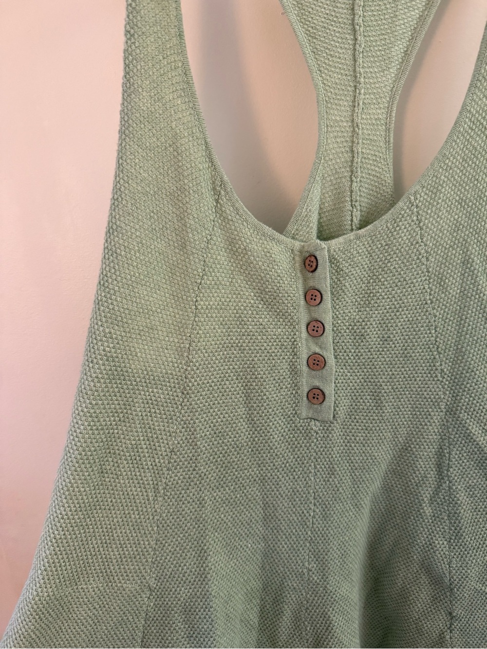 Light Green Racerback Tank Top with Button Front - Picture 3 of 4